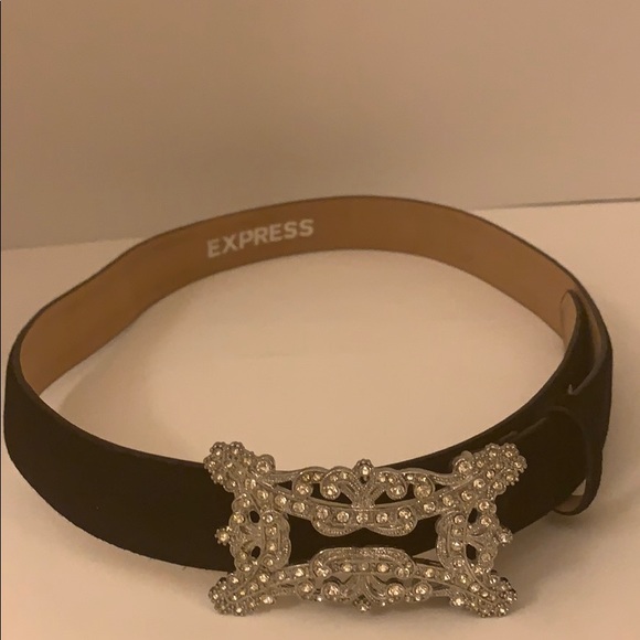 Express Accessories - Express Jewel Studded Leather Belt in Black 45L
